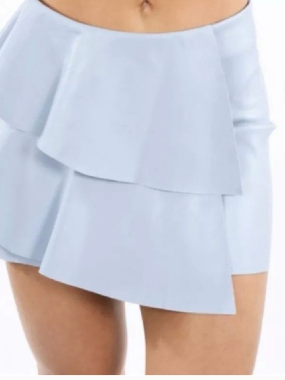 Zara Trafaluc Light Blue Faux Leather Skirt